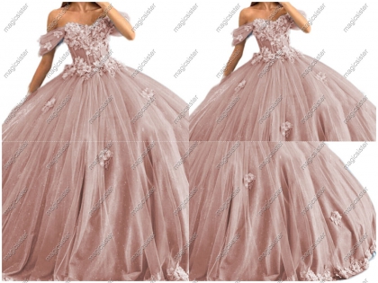 Factory wholesale off shoulder lace applique quinceanera dress