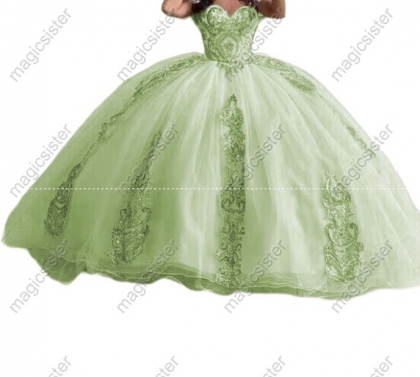 Sage Luxury Fashionable Sequins Quinceanera Dress