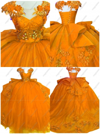 Factory Wholesale Customized 3D Floral Quinceanera Dress