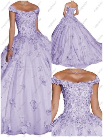 Factory Wholesale Elegant 3D Flower Quinceanera Dress