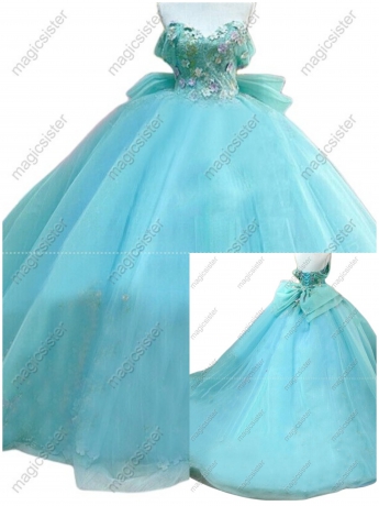 Instock 3D embroidered multi color flower lace Quinceanera Dress