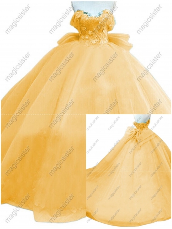 Instock 3D embroidered multi color flower lace Quinceanera Dress