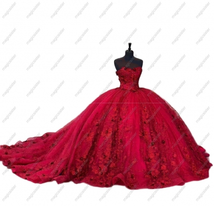 Customized 3D Floral Quinceanera Dress