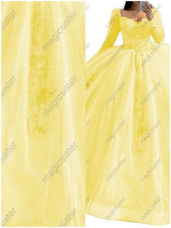 Factory Wholesale Glitter Floral Appliques Quinceanera Dress