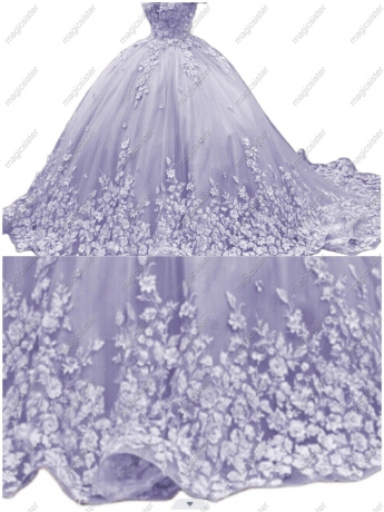 Hot Sale 3D Flower Lace Quinceanera Dress