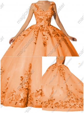 Instock Factory Multicolor Embroidered Floral Quinceanera Dress