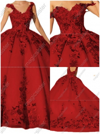Instock Factory Multicolor Embroidered Floral Quinceanera Dress