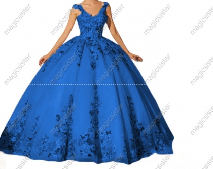 Instock Factory Multicolor Embroidered Floral Quinceanera Dress