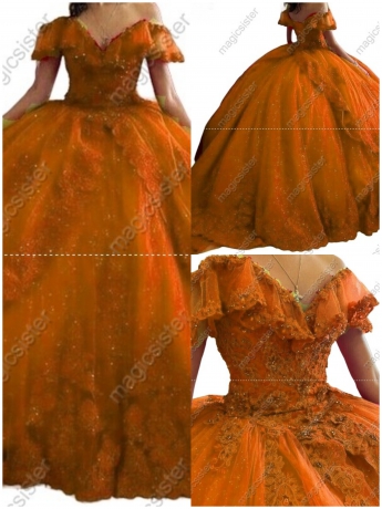 Luxury Glitter Floral Appliques Quinceanera Dress