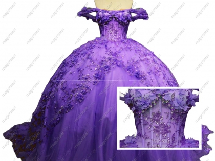 Princess Ball Gown Quinceanera Dresses Appliques Lace Beads Sweet 16 Dress Lace up Birthday Gowns