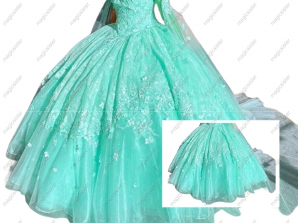 Quinceanera Dresses 3D Flowers Beaded Prom Dress Women Spaghetti Straps with Shawl Puffy Sweet 16 Ball Gowns