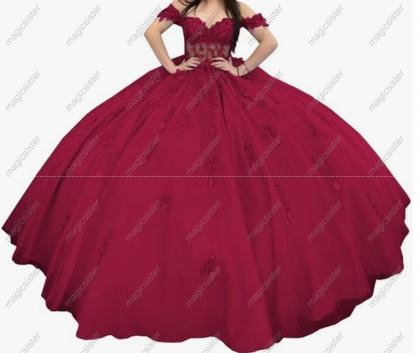 Factory Wholesale Glitter Floral Appliques Quinceanera Dress