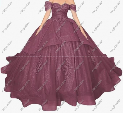 Factory wholesale Instock Glitter 3D Floral Appliques Quinceanera Dress