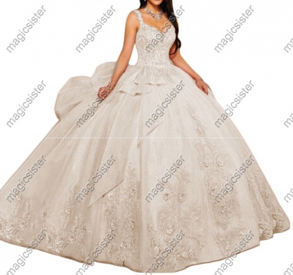 Factory wholesale Luxurious Floral Appliques Quinceanera Ball Gowns