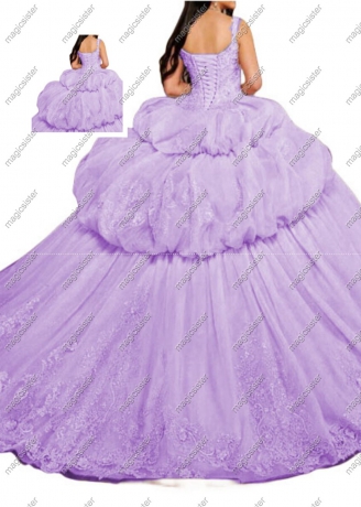 Factory wholesale Luxurious Floral Appliques Quinceanera Ball Gowns