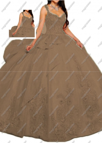 Factory wholesale Luxurious Floral Appliques Quinceanera Ball Gowns