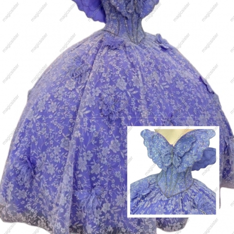 Princess Butterfly Sweetheart Quinceanera Dress For 15 Party Luxury Lace Applique Beaded Formal Birthday Prom Gown