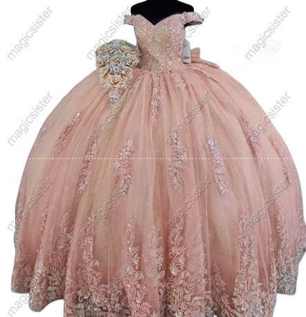Sparkly Pretty Princess Ruffled Quinceanera Dress