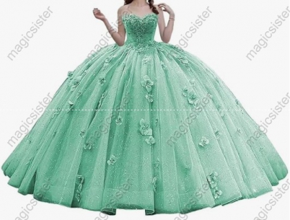 Factory Wholesale Elegant 3D Flower Quinceanera Dress