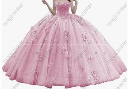 Factory Wholesale Elegant 3D Flower Quinceanera Dress
