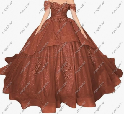 Factory wholesale Instock Glitter 3D Floral Appliques Quinceanera Dress