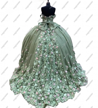 Factory Wholesale TopSelling Green System Quinceanera Dress