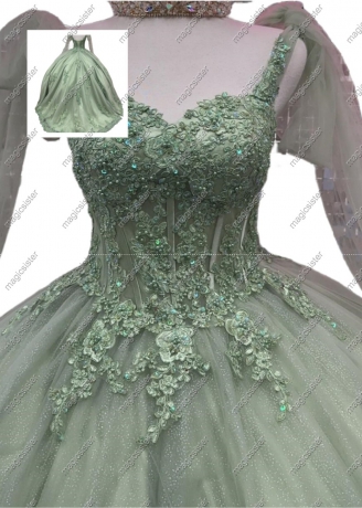 Factory Wholesale TopSelling Green System Quinceanera Dress