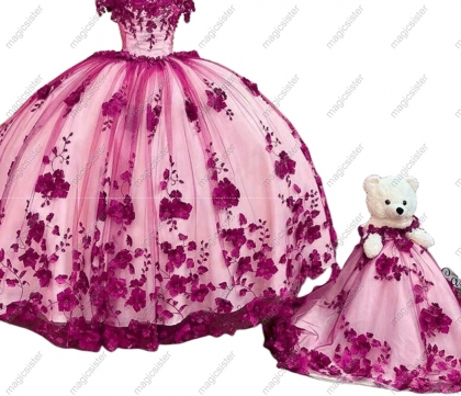 Factory Wholesale Hotselling Matching Barbie and Bear Dress