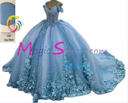 Customized 3D Floral Quinceanera Dress