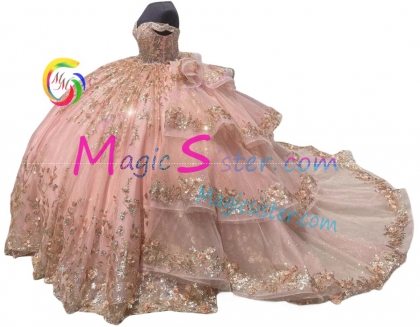 Blush Sparkly Instock Factory Wholesale Quinceanera Dress