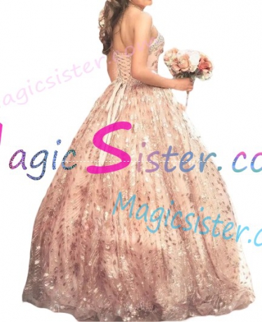 Blush Sparkly Instock Factory Wholesale Quinceanera Dress