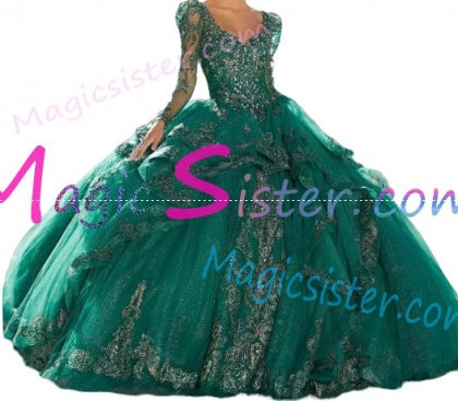 Emerald Green Luxury Topselling Quinceanera Dress
