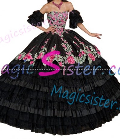 Hotselling Embroidery Charro Quinceanera Dress