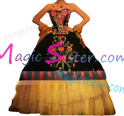 Beautiful Embroidery Charro Quinceanera Dress