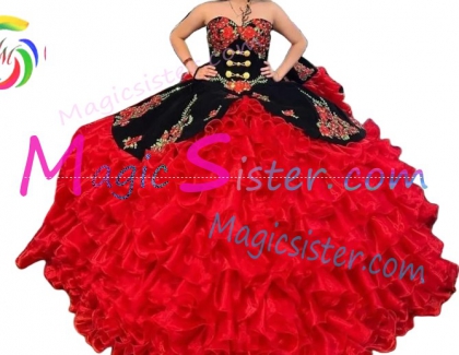 Instock Embroidery Charro Quinceanera Dress