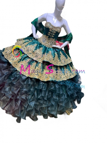 Beautiful Embroidery Charro Quinceanera Dress