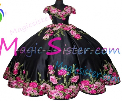 Beautiful Embroidery Charro Quinceanera Dress