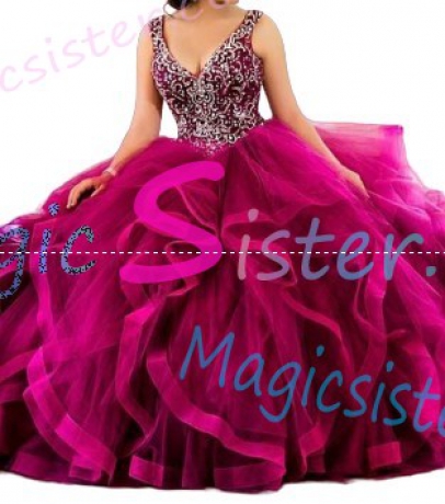 Topselling Luxury Fushsia Quinceanera Dress