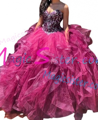 Topselling Luxury Fushsia Quinceanera Dress