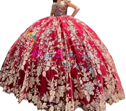 Red Luxurious Elegant Fashionable Quinceanera Dress