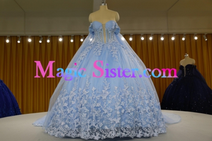 Iridescent Thick Glitter Tulle Quinceanera Dress