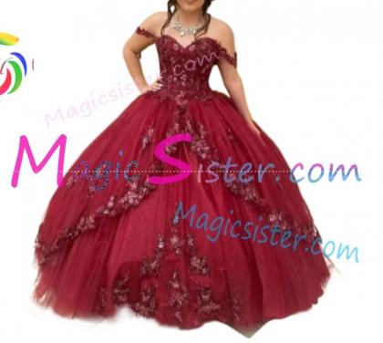 Hotselling Beautiful Burgundy Quinceanera Dress