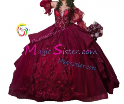 Hotselling Beautiful Burgundy Quinceanera Dress