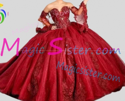 Hotselling Luxury Burgundy Quinceanera Dress