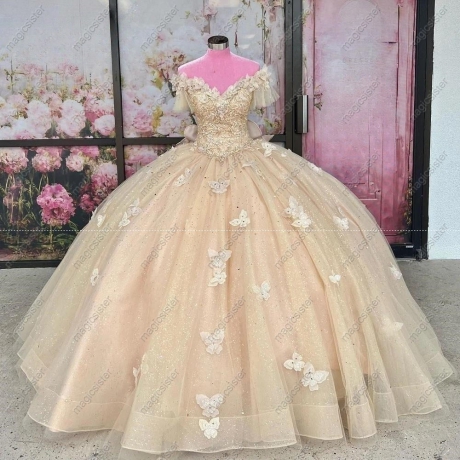 Instock Factory Wholesale Butterfly Quninceanera Dress