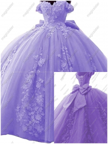 Factory Wholesale 3D Pearls Embroidered Floral Quinceanera Dress