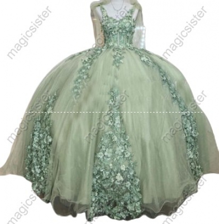 Customized Factory Wholesale 3D Floral Quinceanera Dress