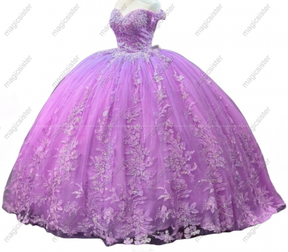 Blush Glitter Factory Wholesale Floral Appliques Quinceanera Dress